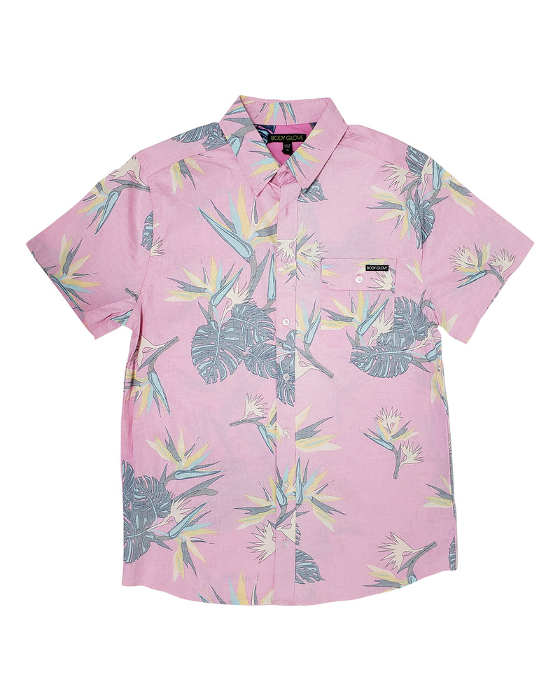 Men's Birds of Paradise Button Down Shirt - Pink
