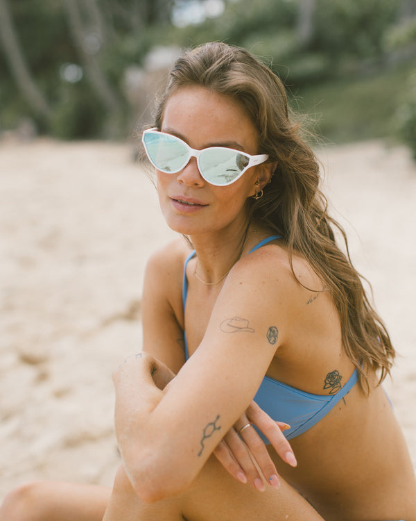 Lana Polarized Cat Eye Sunglasses White Body Glove