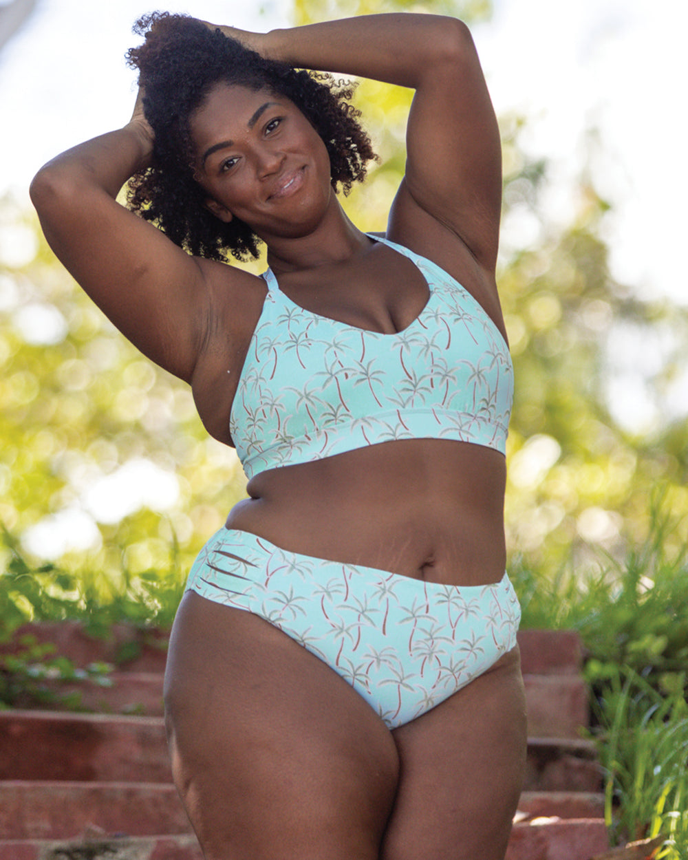 x_Mermaid Swim Triangle Bra Top and Bottoms Bikini Set - Pink | Large