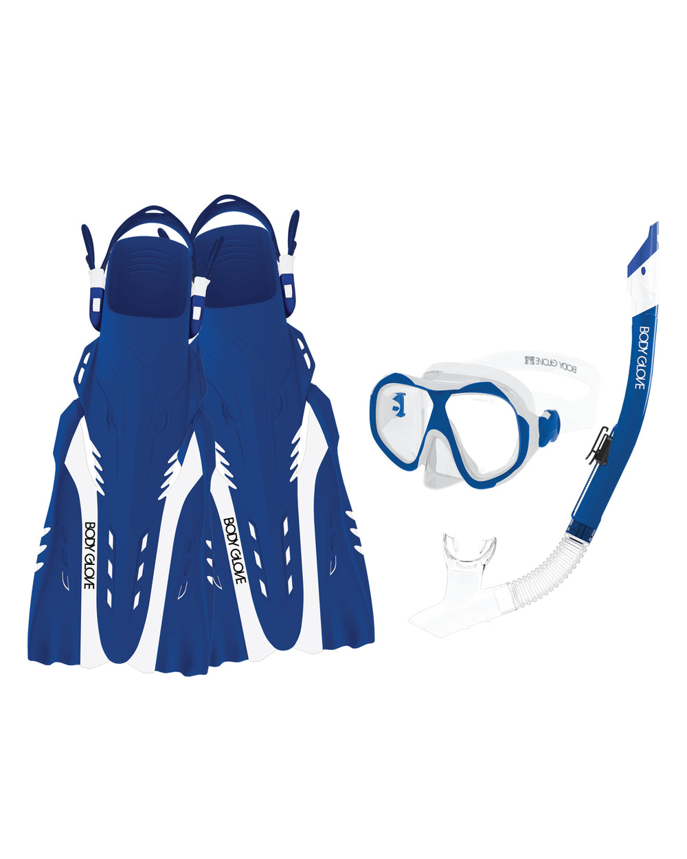 Enlighten II Mask/Snorkel/Fin Snorkeling Set - Blue/White