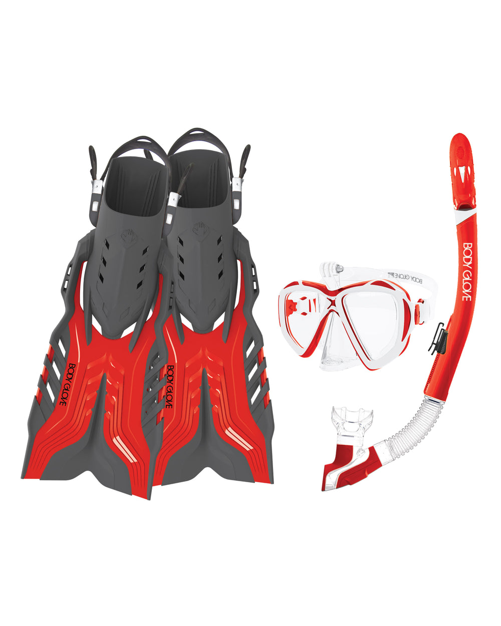 Passage Mask/Snorkel/Fin Snorkeling Set - Red/White