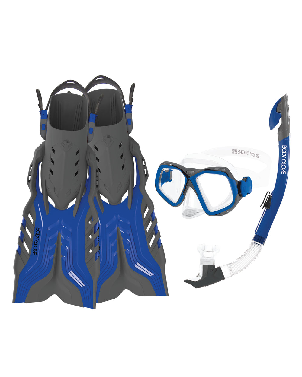Fiji Mask/Snorkel/Fin Snorkeling Set - Blue/Grey