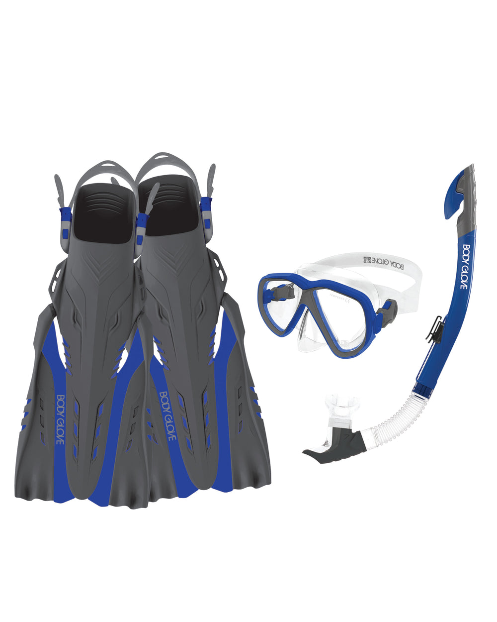 Azores Mask/Snorkel/Fin Snorkeling Set - Blue/Grey