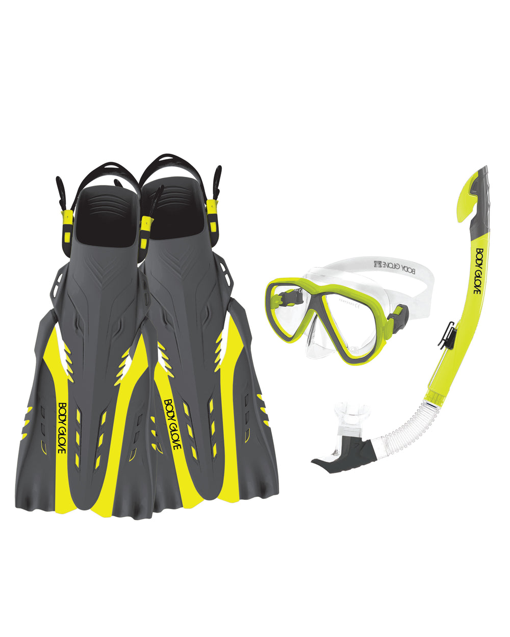 Azores Mask/Snorkel/Fin Snorkeling Set - Citron/Grey