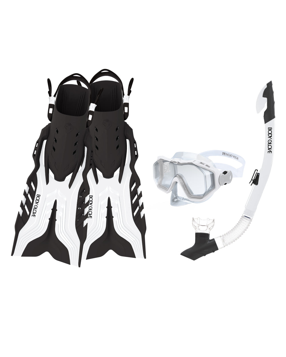 Predator Purge Mask/Snorkel/Fin Snorkeling Set - White/Black