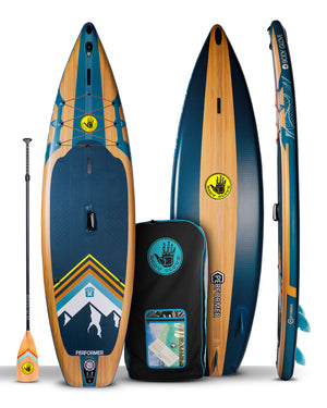 2022 Performer 11' Inflatable Paddle Board - Blue/Wood