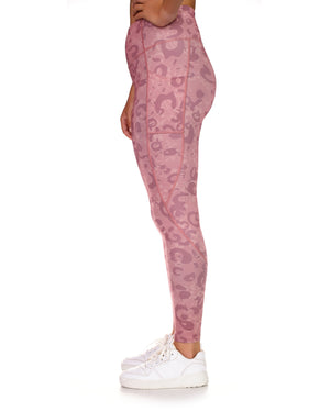 All-Over-Print Full-Length Legging With Pockets - Leopard pink