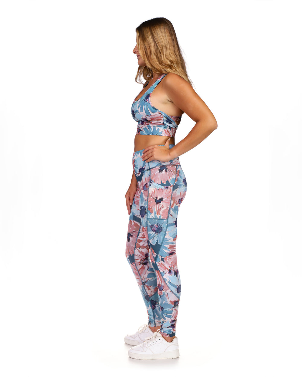 All-Over-Print Full-Length Legging With Pockets - Daisy Teal