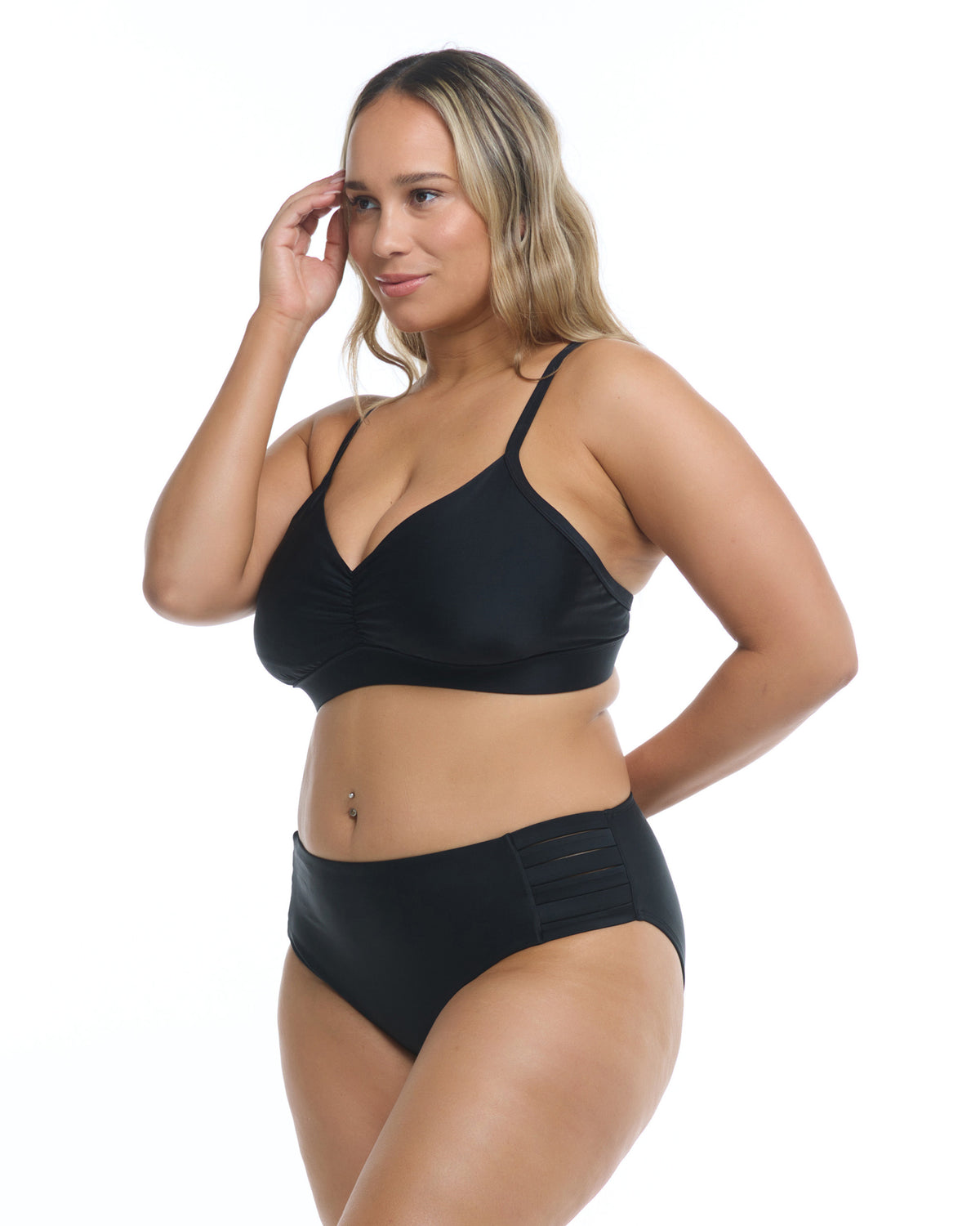 Smoothies Drew Plus Size Bikini Top -  Black