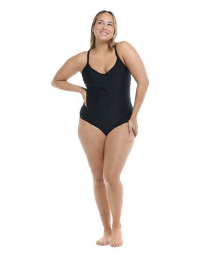 Smoothies Sandbar Plus Size One-Piece Swimsuit - Black