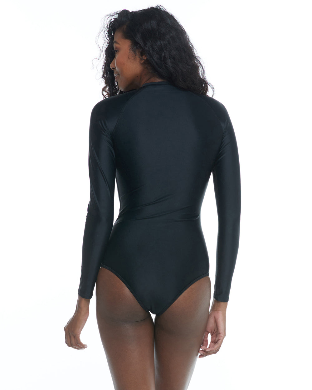 Smoothies Channel Cross-Over Long Sleeve Swimsuit - Black