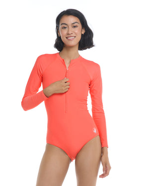 Smoothies Channel Cross-Over Long Sleeve Swimsuit - Sunset