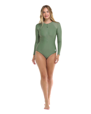 Smoothies Channel Cross-Over Long Sleeve Swimsuit - Cactus