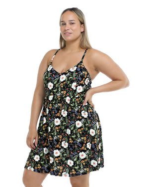 Inflorescence Ivy Plus Size Cover-Up Dress - Black