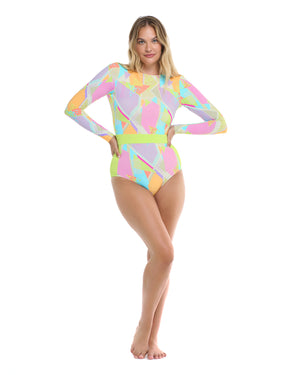 Colorbox Wave Long Sleeve Swimsuit - Multi