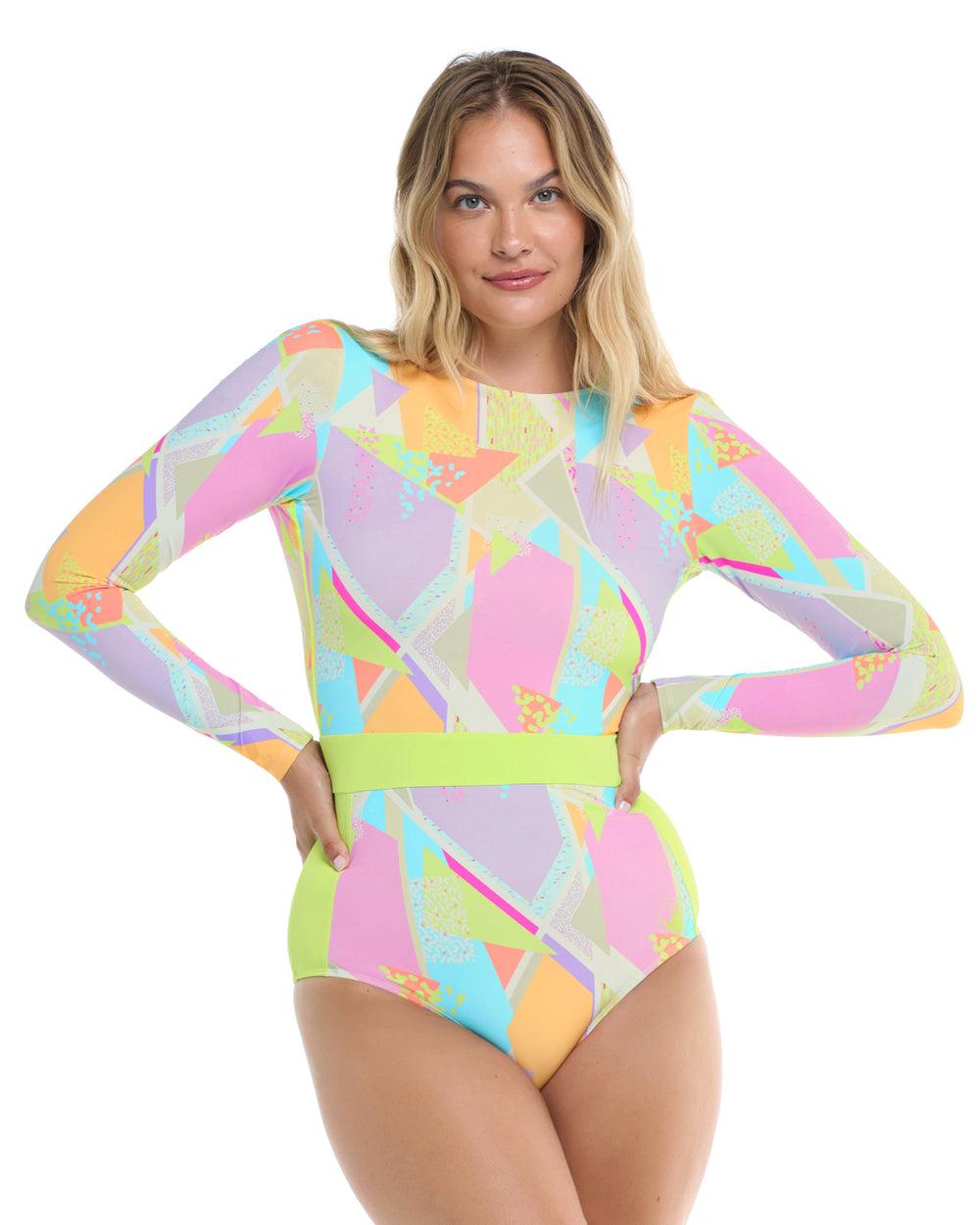 Colorbox Wave Long Sleeve Swimsuit - Multi