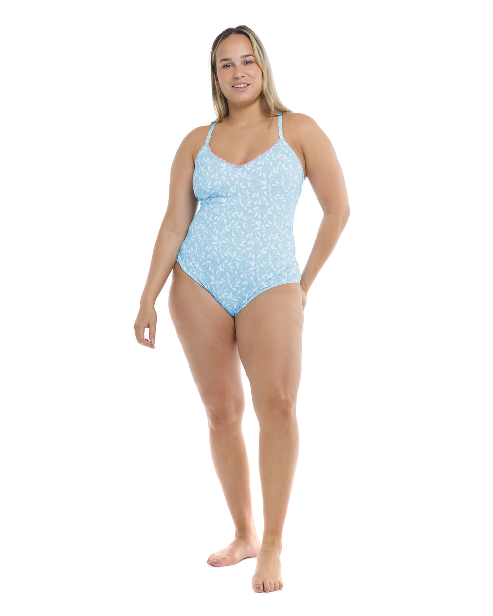 Flowery Skies Sandbar Plus Size One-Piece Swimsuit - Baby Blue - Body Glove