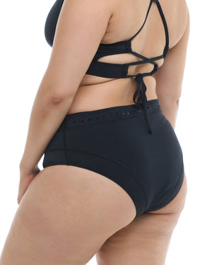 Constellation Marlee Plus Size High-Waist Bikini Bottom  - Black