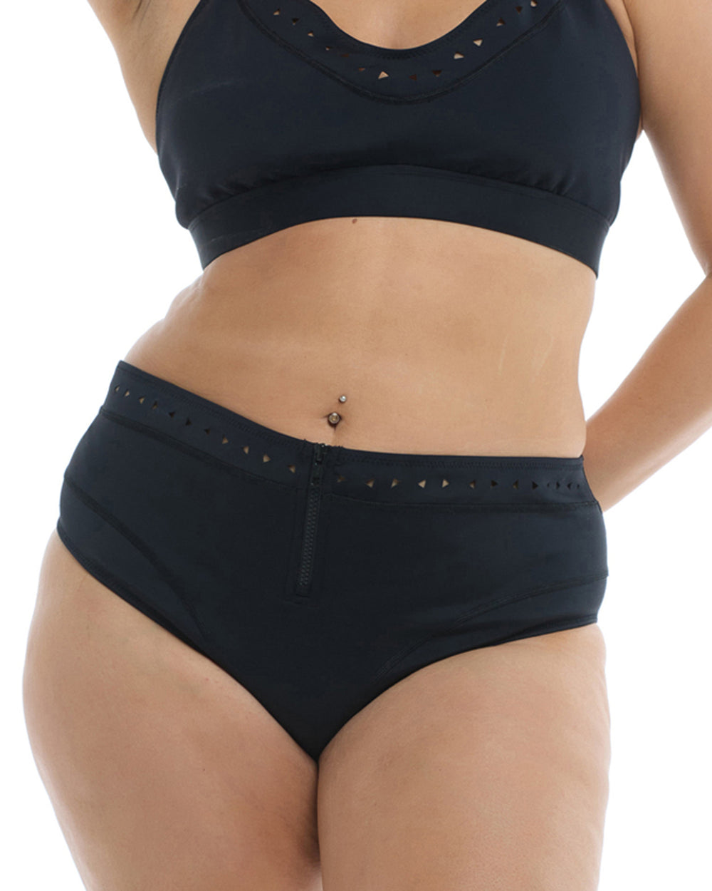 Constellation Marlee Plus Size High-Waist Bikini Bottom  - Black