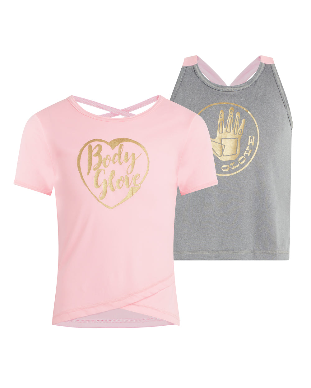 Girls' Short-Sleeve Shirt and Tank Top Set (7-12) - Pink & Grey