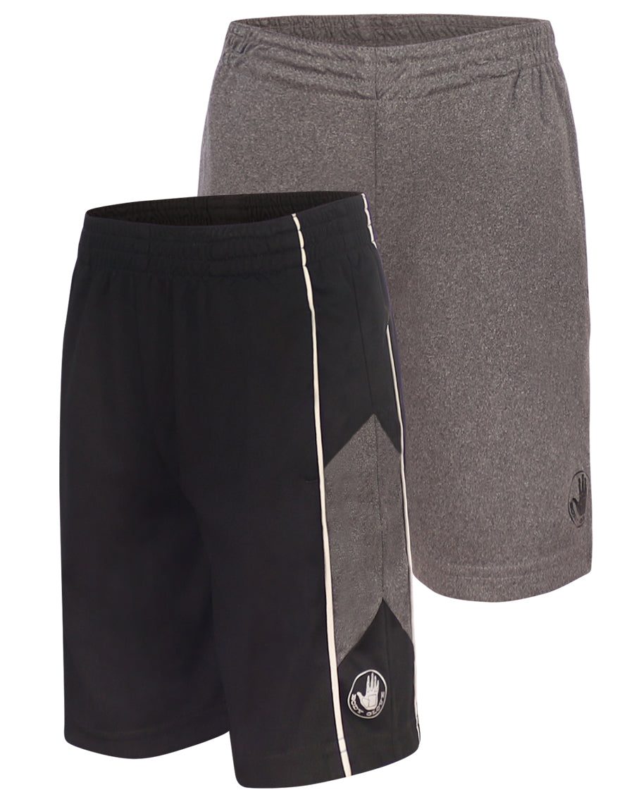 Boys' Solid and Side-Stripe Shorts Set (8-18) - Black & Grey