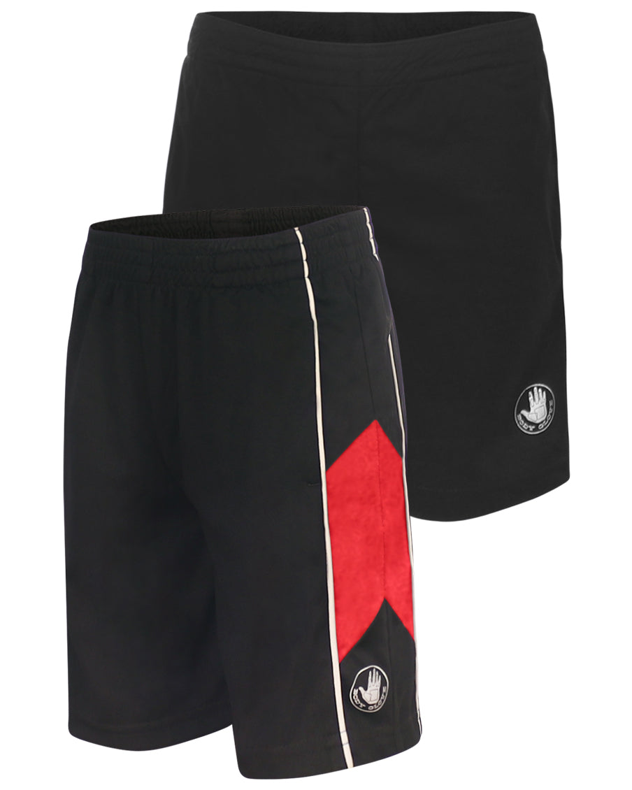 Boys' Solid and Side-Stripe Shorts Set (8-18) - Black & Red
