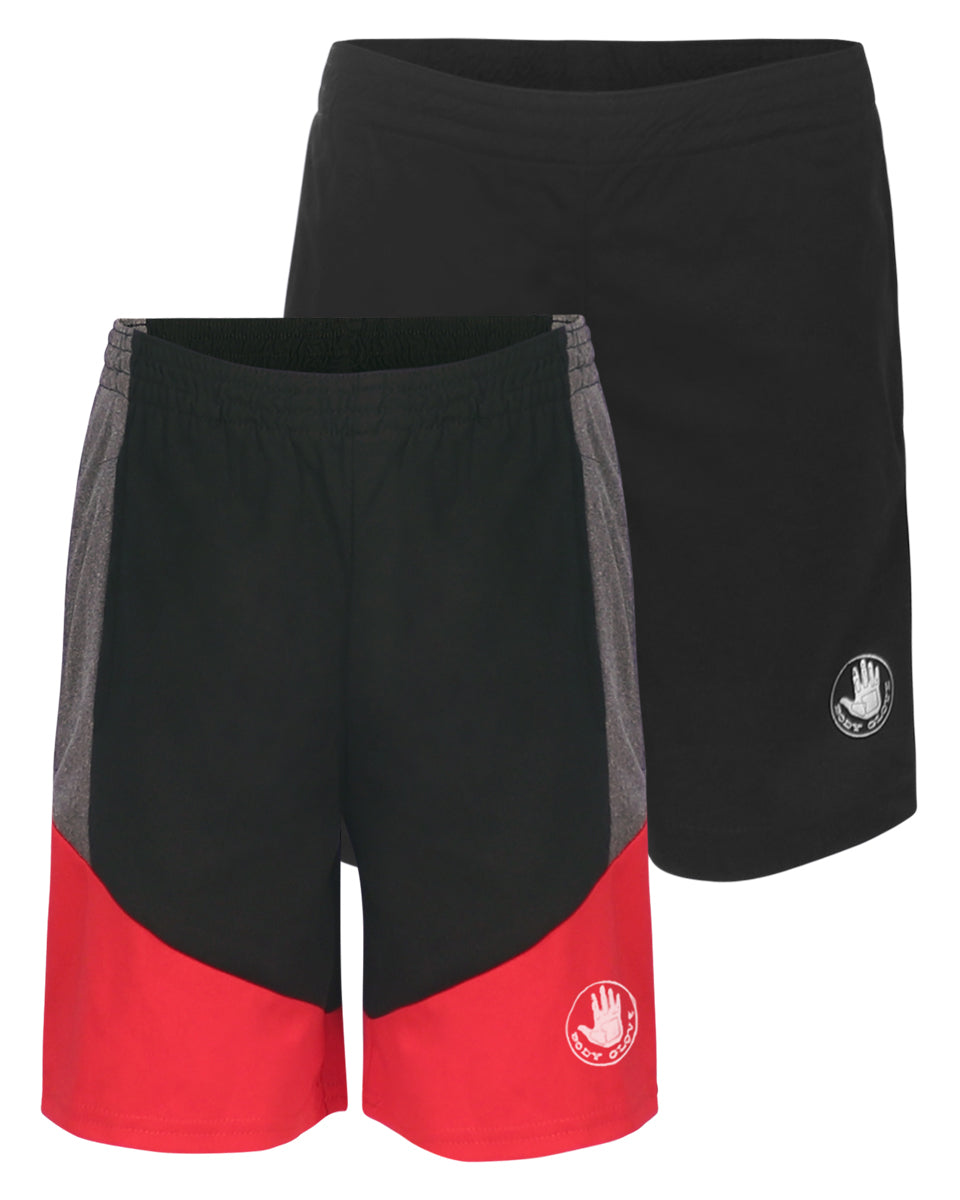 Boys' Solid and Color-Block Shorts Set (8-18) - Black & Red