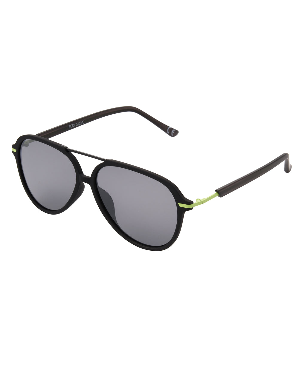 Backdoor Polarized Aviator Sunglasses - Black/Neon Citron