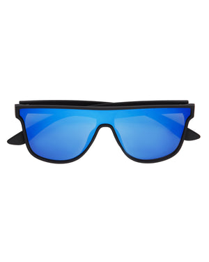Toby Shield-Shaped Sunglasses - Blue/Black