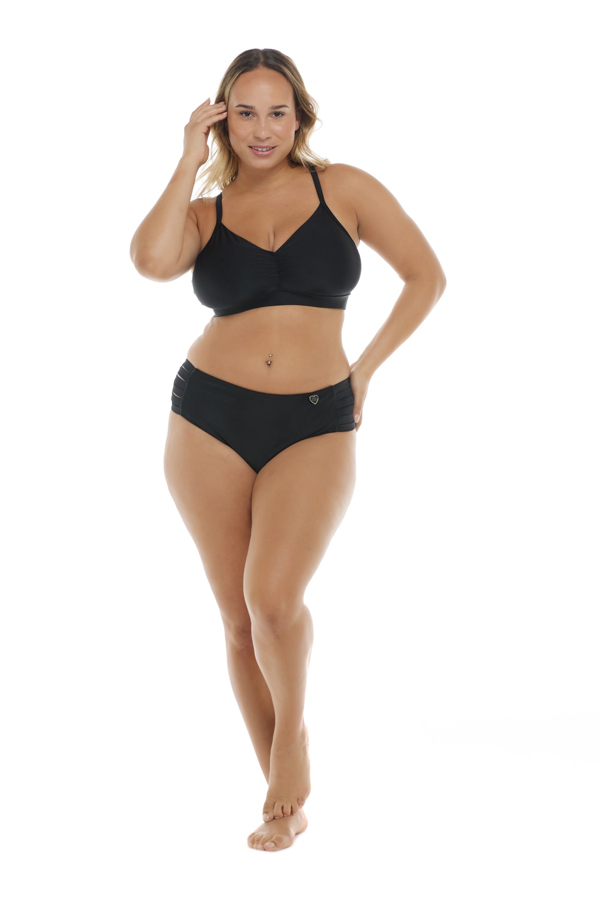 Smoothies Retro Plus Size Swim Bottom - Black