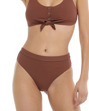 Ibiza Marlee High-Waisted Bikini Bottom - Brown