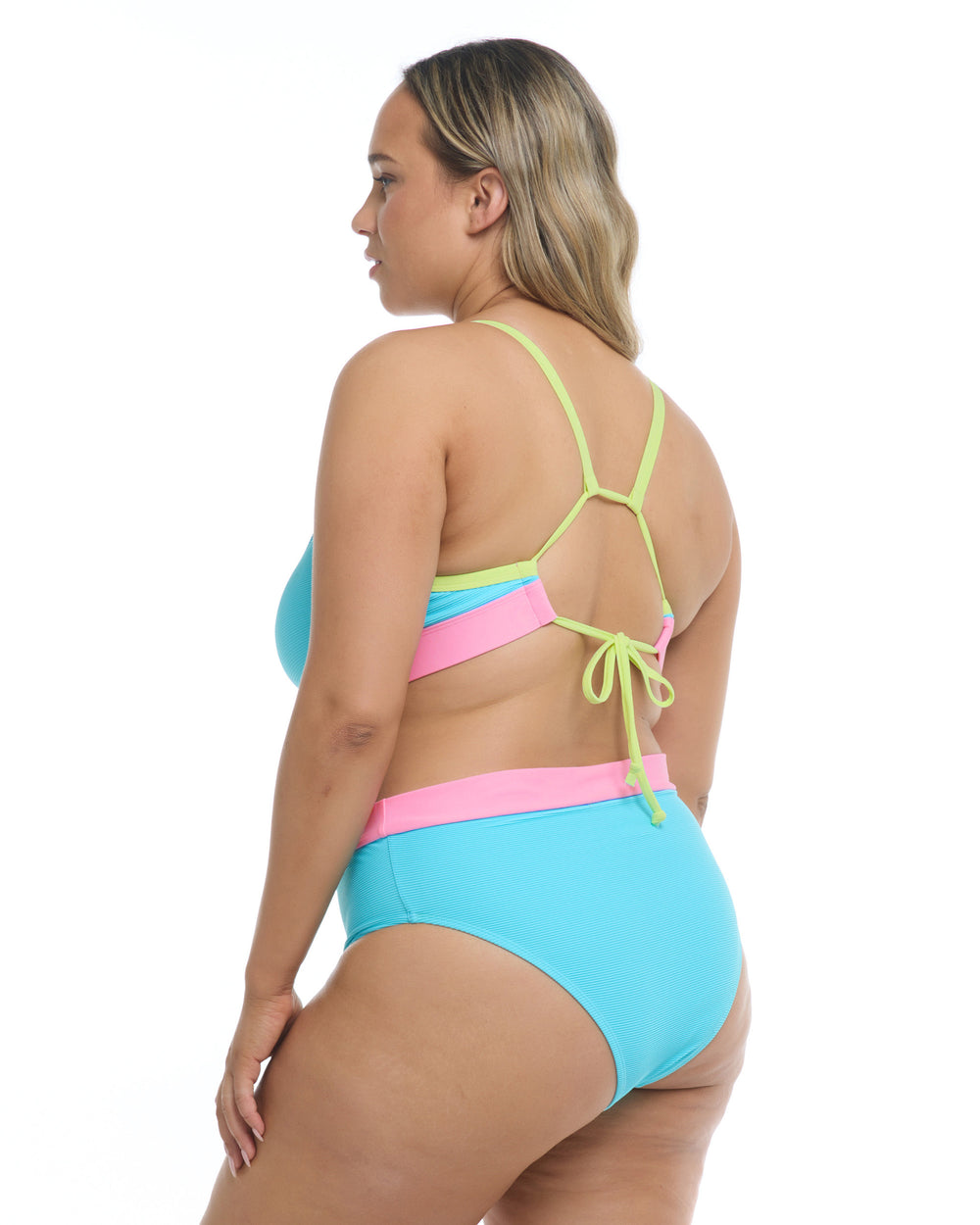 Spectrum Marlee Plus Size High-Waist Bikini Bottom - Cyan