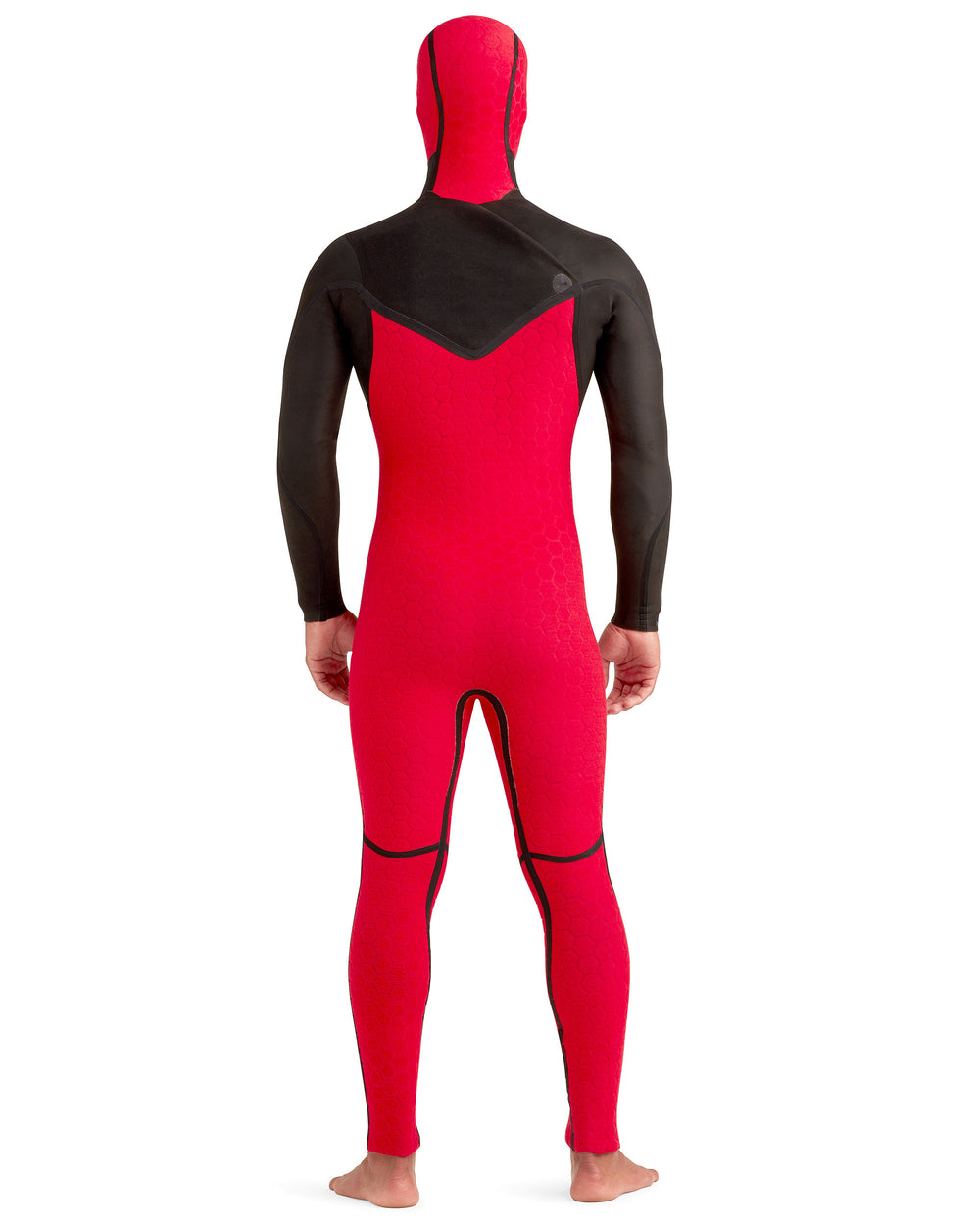 Red Cell 4/3mm Men's Chest-Zip Hooded Fullsuit - Black