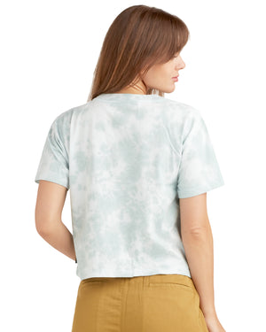 Head In The Clouds Tie-Dye Relaxed Fit Crop T-Shirt - Aqua