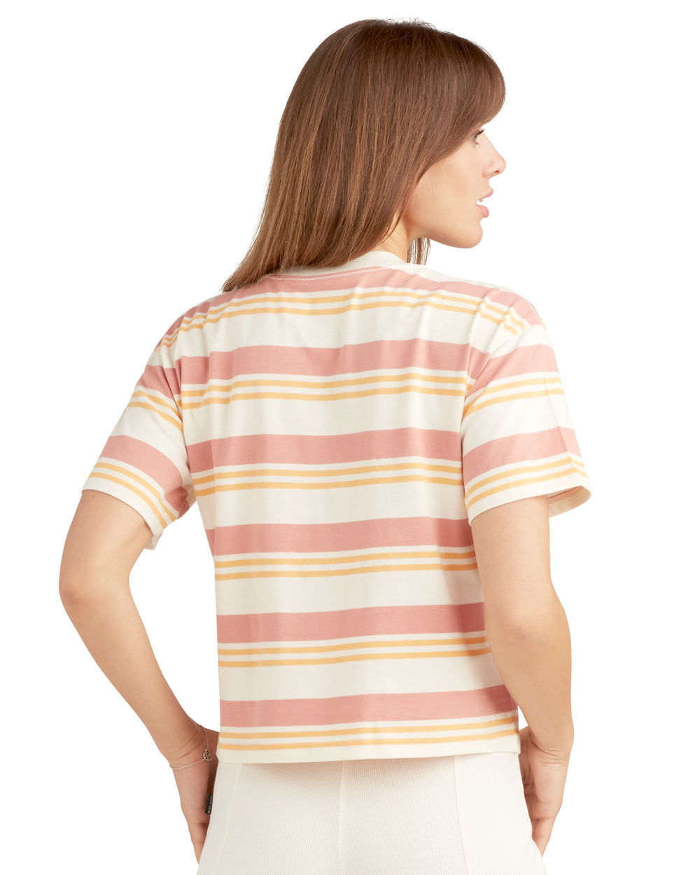 Royal Hawaiian Striped Relaxed Fit Crop T-Shirt - Mango