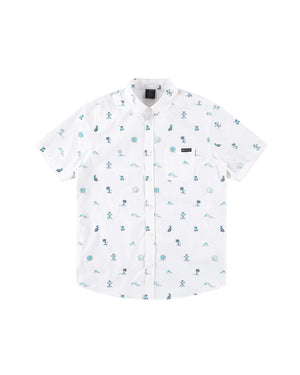 Tropic Trip Button-Up Shirt - White