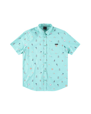 Tropic Trip Button-Up Shirt - Aqua