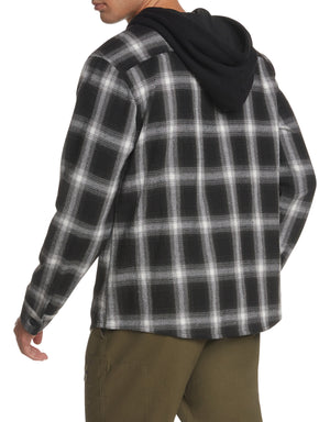 Big Sur Plaid Hooded Shirt Jacket - Black/White