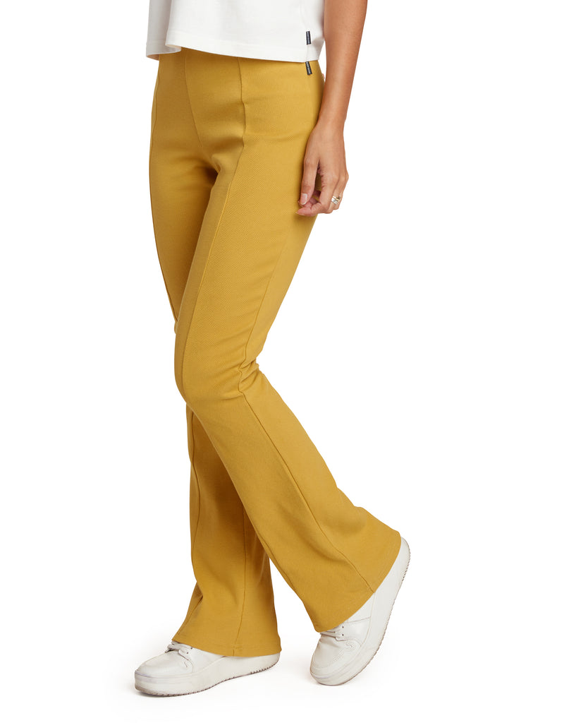Kendal High Waisted Ribbed Flare Legging - Gold