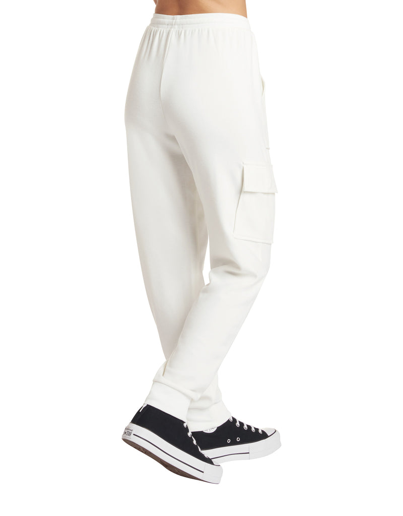 Midnight Hour High-Rise Cargo Jogger Sweatpants - Cream