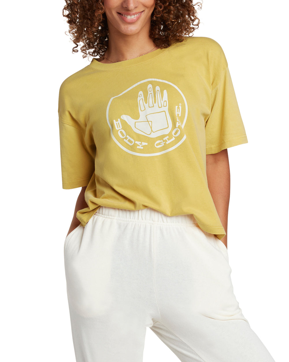 OG Logo Short-Sleeved Relaxed Fit Crop T-Shirt - Gold