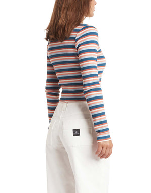 Striped Ribbed Long-Sleeve Shirt - Navy