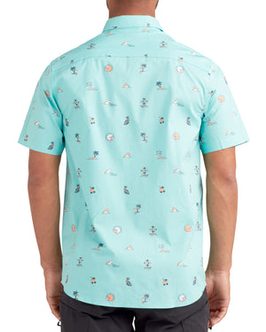 Tropic Trip Button-Up Shirt - Aqua