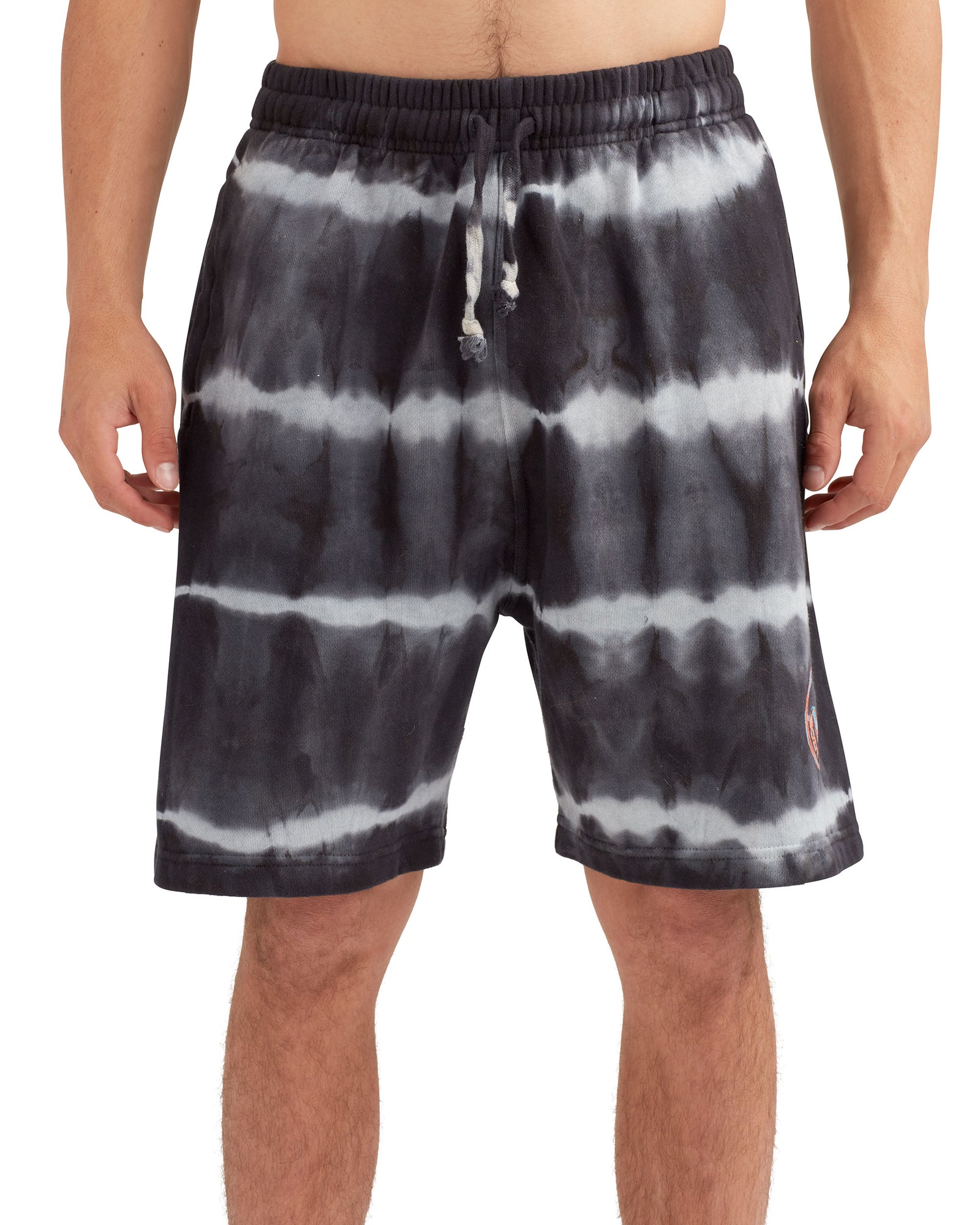 The Jogger Tie-Dyed Fleece Shorts - Black Tie Dye