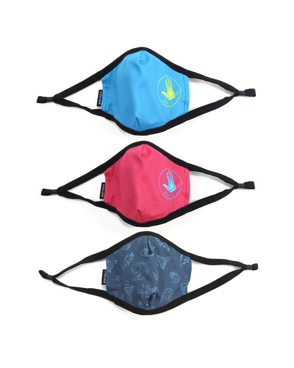 Kids' 3-Piece Face Mask Set - Blue, Pink, Blue Print
