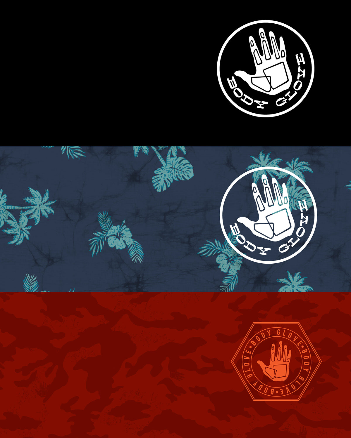 Men's 3-Piece Face Mask Set - Palm, Solid with Logo, Camo