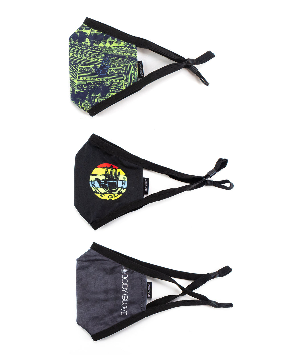 Men's 3-Piece Face Mask Set - Abstract, Solid with Logo, Tie Dye