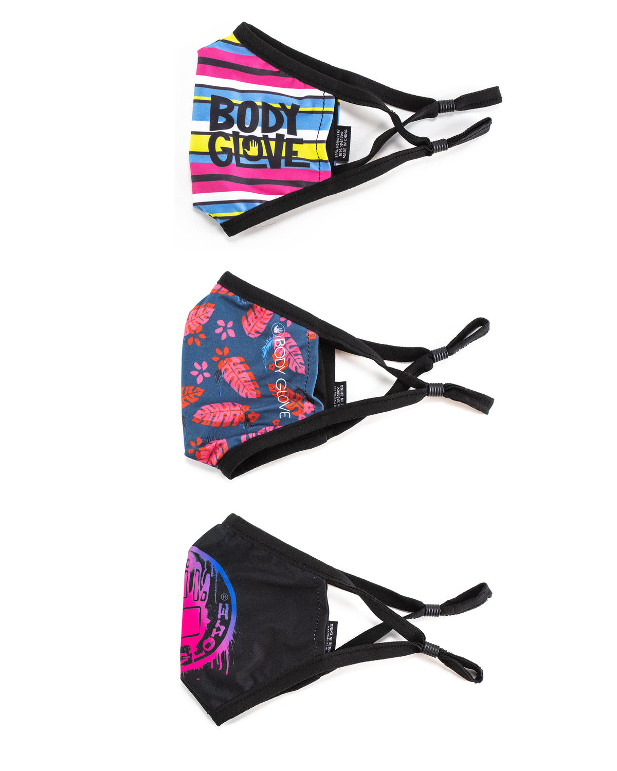 Women's 3-Piece Face Mask Set - Logo, Palm, Stripes