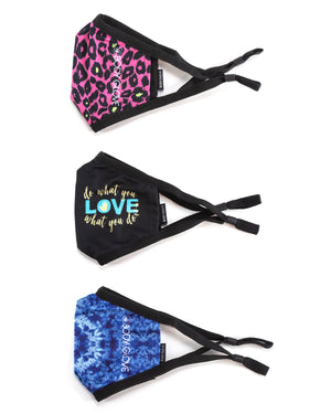 Women's 3-Piece Face Mask Set - Tie Dye, Leopard, Love