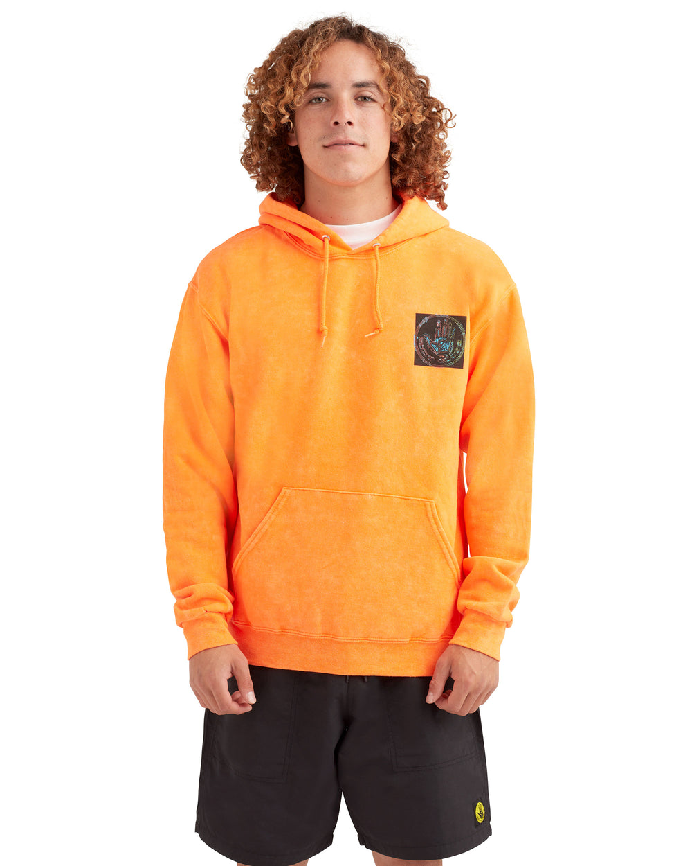 Neon Scribble Pullover Hoodie - Neon Orange